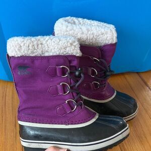 Girls Sorel Yoot Pac Duck Snow Waterproof Rubber Winter Boots Purple Warm-Size1